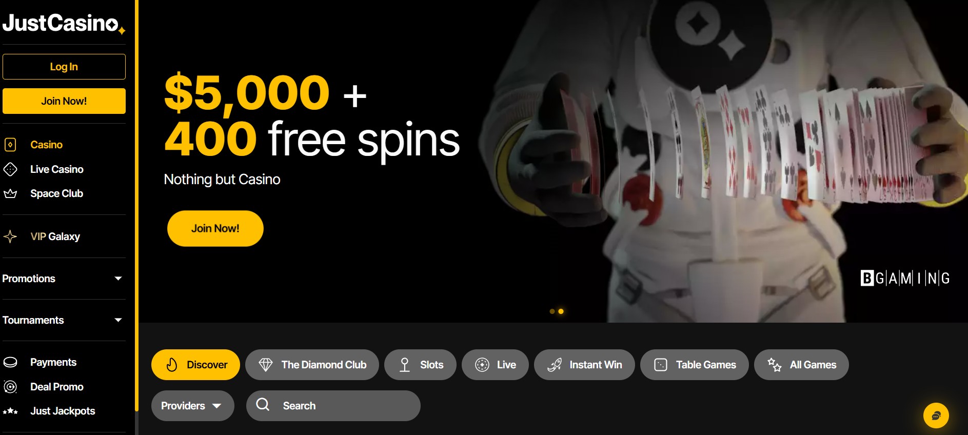 JustCasino Home Page