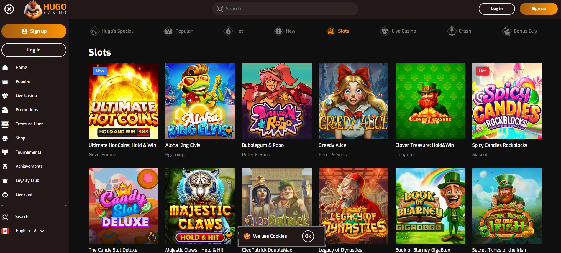 HugoCasino Slot Page