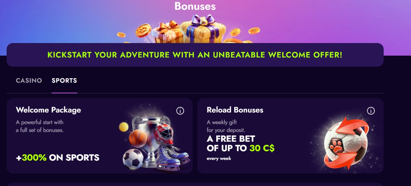 Promotions sport page